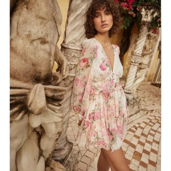 HEMANT & NANDITA ANKA SHORT FLORAL DRESS SIZE SMALL - Picture 1 of 14